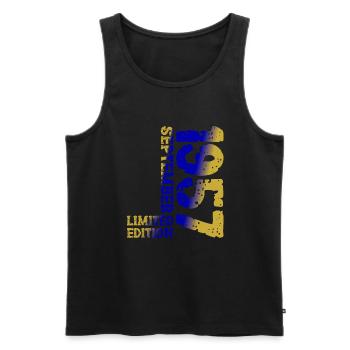 1957 September Limited Edition 66. Geburtstag Deko - Männer Premium Bio Tank Top - Schwarz - Vorne - AI Model Male 178 light (178cm)