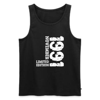 1991 November Limited Edition 32nd Birthday Decoration - Men's Premium Organic Tank Top - black - Front - AI Model Male 178 light (178cm)