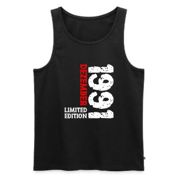1991 December Limited Edition 32nd Birthday Decoration - Men's Premium Organic Tank Top - black - Front - AI Model Male 178 light (178cm)