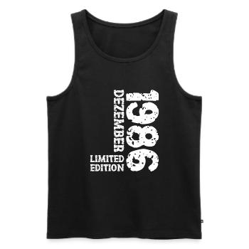 1986 December Limited Edition 37th Birthday Decoration - Men's Premium Organic Tank Top - black - Front - AI Model Male 178 light (178cm)
