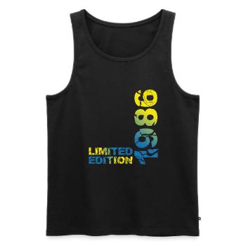 1986 édition limitée anniversaire cadeau femme mari - Débardeur bio Premium Homme - noir - Devant - Michal (187cm)