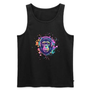 Singe Avec Casque Décoration Femme Cadeau Homme - Débardeur bio Premium Homme - noir - Devant - Michal (187cm)