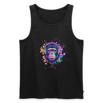 Singe Avec Casque Décoration Femme Cadeau Homme - Débardeur bio Premium Homme - noir - Devant - Michal (187cm)