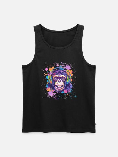 Mono con Auriculares Decoración Mujer Regalo Hombre - Camiseta de tirantes ecológica prémium para hombre - negro