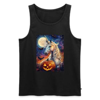 Cadeau d’Halloween Femmes Licorne Hommes Enfants - Débardeur bio Premium Homme - noir - Devant - Michal (187cm)