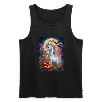 Cadeau d’Halloween Femmes Licorne Hommes Enfants - Débardeur bio Premium Homme - noir - Devant - Michal (187cm)