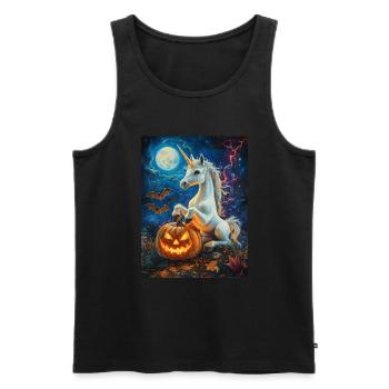 Cadeau d’Halloween Femmes Licorne Hommes Enfants - Débardeur bio Premium Homme - noir - Devant - Michal (187cm)