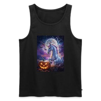 Cadeau d’Halloween Femmes Licorne Hommes Enfants - Débardeur bio Premium Homme - noir - Devant - Michal (187cm)