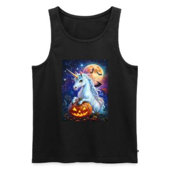 Cadeau d’Halloween Femmes Licorne Hommes Enfants - Débardeur bio Premium Homme - noir - Devant - Michal (187cm)