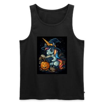Cadeau d’Halloween Femmes Licorne Hommes Enfants - Débardeur bio Premium Homme - noir - Devant - Michal (187cm)