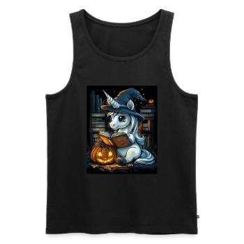 Cadeau d’Halloween Femmes Licorne Hommes Enfants - Débardeur bio Premium Homme - noir - Devant - Michal (187cm)