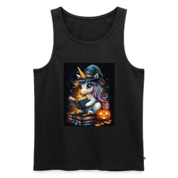Cadeau d’Halloween Femmes Licorne Hommes Enfants - Débardeur bio Premium Homme - noir - Devant - Michal (187cm)