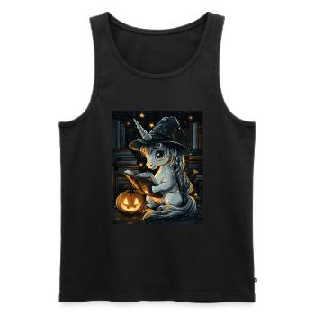 Cadeau d’Halloween Femmes Licorne Hommes Enfants - Débardeur bio Premium Homme - noir - Devant - Michal (187cm)