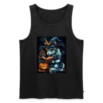 Cadeau d’Halloween Femmes Licorne Hommes Enfants - Débardeur bio Premium Homme - noir - Devant - Michal (187cm)