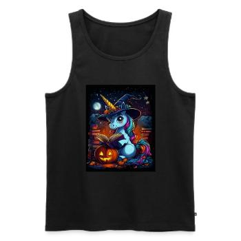 Cadeau d’Halloween Femmes Licorne Hommes Enfants - Débardeur bio Premium Homme - noir - Devant - Michal (187cm)