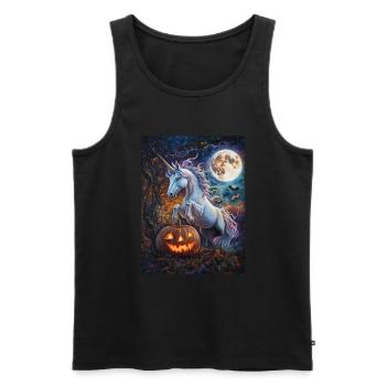 Cadeau d’Halloween Femmes Licorne Hommes Enfants - Débardeur bio Premium Homme - noir - Devant - Michal (187cm)