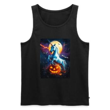 Cadeau d’Halloween Femmes Licorne Hommes Enfants - Débardeur bio Premium Homme - noir - Devant - Michal (187cm)