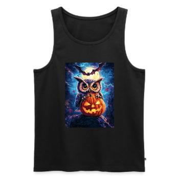 Halloween Geschenk Frauen Eule Männer Kinder Deko - Männer Premium Bio Tank Top - Schwarz - Vorne - AI Model Male 178 light (178cm)