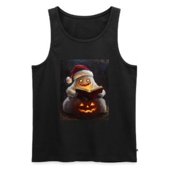 Halloween Gift Ghost with Christmas Hat Decoration - Men's Premium Organic Tank Top - black - Front - Michal (187cm)