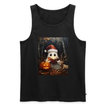 Halloween Geschenk Geist mit Weihnachtsmütze Deko - Männer Premium Bio Tank Top - Schwarz - Vorne - Michal (187cm)