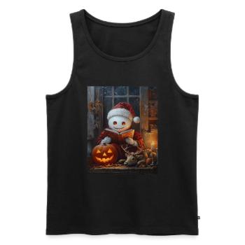 Halloween Gift Ghost with Christmas Hat Decoration - Men's Premium Organic Tank Top - black - Front - Michal (187cm)