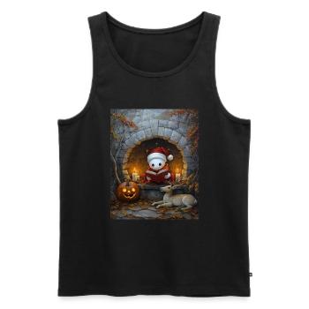 Halloween Geschenk Geist mit Weihnachtsmütze Deko - Männer Premium Bio Tank Top - Schwarz - Vorne - Michal (187cm)