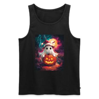 Halloween Geschenk Geist mit Weihnachtsmütze Deko - Männer Premium Bio Tank Top - Schwarz - Vorne - Michal (187cm)
