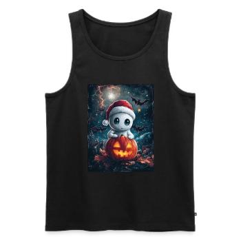 Halloween Geschenk Geist mit Weihnachtsmütze Deko - Männer Premium Bio Tank Top - Schwarz - Vorne - Michal (187cm)