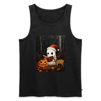 Halloween Gift Ghost with Christmas Hat Decoration - Men's Premium Organic Tank Top - black - Front - Michal (187cm)