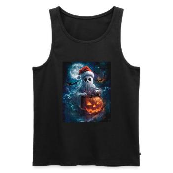 Halloween Geschenk Geist mit Weihnachtsmütze Deko - Männer Premium Bio Tank Top - Schwarz - Vorne - Michal (187cm)
