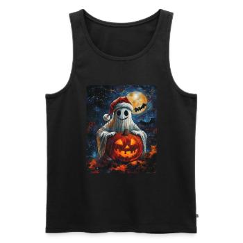 Halloween Gift Ghost with Christmas Hat Decoration - Men's Premium Organic Tank Top - black - Front - Michal (187cm)