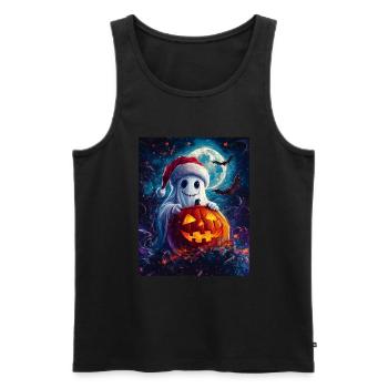 Halloween Geschenk Geist mit Weihnachtsmütze Deko - Männer Premium Bio Tank Top - Schwarz - Vorne - Michal (187cm)