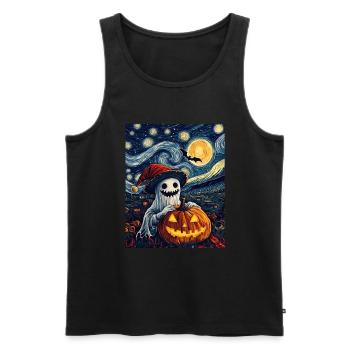 Halloween Gift Ghost with Christmas Hat Decoration - Men's Premium Organic Tank Top - black - Front - Michal (187cm)