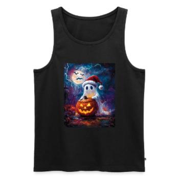 Halloween Geschenk Geist mit Weihnachtsmütze Deko - Männer Premium Bio Tank Top - Schwarz - Vorne - Michal (187cm)