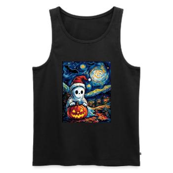 Halloween Geschenk Geist mit Weihnachtsmütze Deko - Männer Premium Bio Tank Top - Schwarz - Vorne - Michal (187cm)