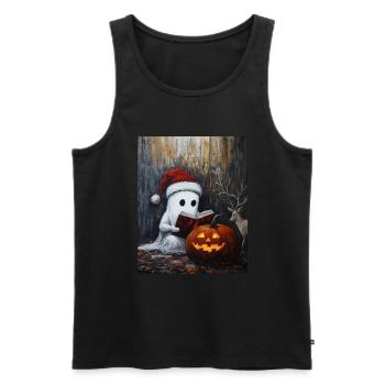 Halloween Gift Ghost with Christmas Hat Decoration - Men's Premium Organic Tank Top - black - Front - Michal (187cm)