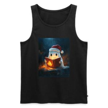 Halloween Geschenk Geist mit Weihnachtsmütze Deko - Männer Premium Bio Tank Top - Schwarz - Vorne - Michal (187cm)
