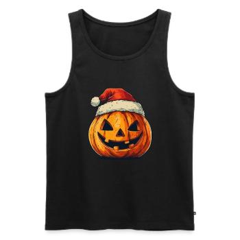 Halloween Gift Pumpkin with Santa Hat Decoration - Men's Premium Organic Tank Top - black - Front - Michal (187cm)