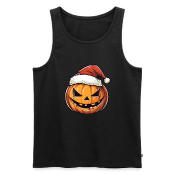 Halloween Gift Pumpkin with Santa Hat Decoration - Men's Premium Organic Tank Top - black - Front - Michal (187cm)