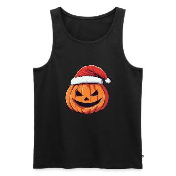 Halloween Geschenk Kürbis mit Weihnachtsmütze Deko - Männer Premium Bio Tank Top - Schwarz - Vorne - Michal (187cm)