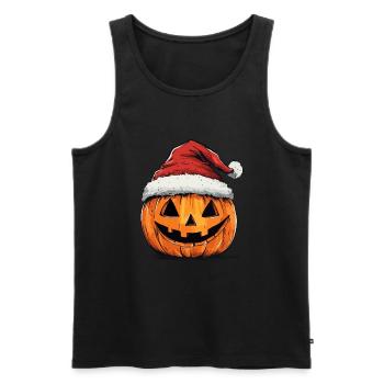 Halloween Gift Pumpkin with Santa Hat Decoration - Men's Premium Organic Tank Top - black - Front - Michal (187cm)