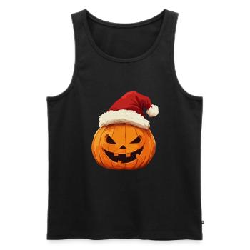 Halloween Gift Pumpkin with Santa Hat Decoration - Men's Premium Organic Tank Top - black - Front - Michal (187cm)