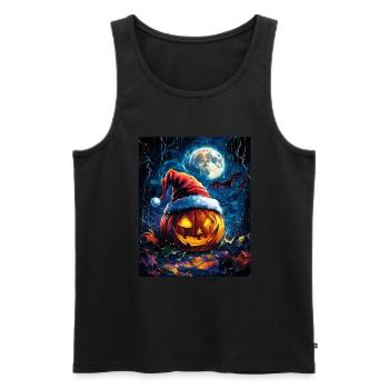 Halloween Gift Pumpkin with Santa Hat Decoration - Men's Premium Organic Tank Top - black - Front - Michal (187cm)