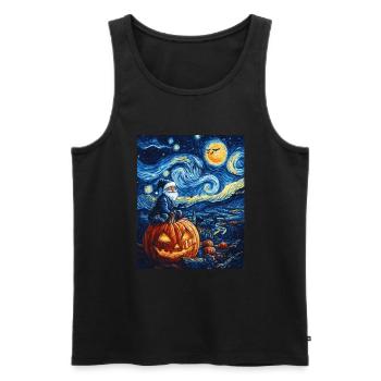 Halloween Geschenk Kürbis mit Weihnachtsmütze Deko - Männer Premium Bio Tank Top - Schwarz - Vorne - Michal (187cm)