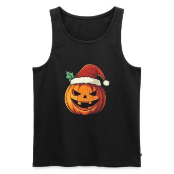 Halloween Gift Pumpkin with Santa Hat Decoration - Men's Premium Organic Tank Top - black - Front - Michal (187cm)
