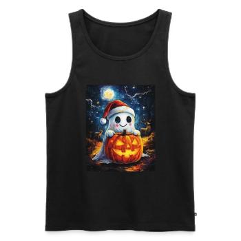 Halloween Geschenk Geist mit Weihnachtsmütze Deko - Männer Premium Bio Tank Top - Schwarz - Vorne - Michal (187cm)