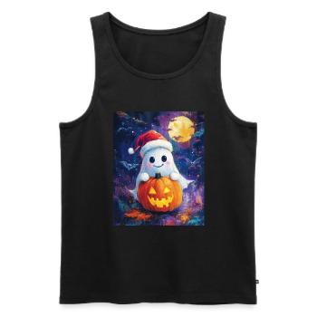 Halloween Gift Ghost with Christmas Hat Decoration - Men's Premium Organic Tank Top - black - Front - Michal (187cm)