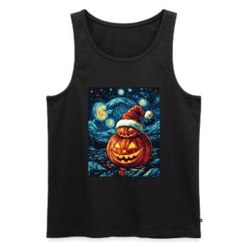 Halloween Gift Pumpkin with Santa Hat Decoration - Men's Premium Organic Tank Top - black - Front - Michal (187cm)