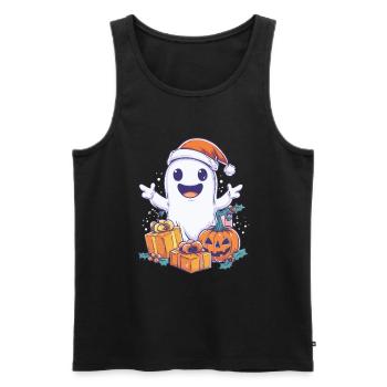 Halloween Geschenk Geist mit Weihnachtsmütze Deko - Männer Premium Bio Tank Top - Schwarz - Vorne - Michal (187cm)