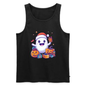 Halloween Geschenk Geist mit Weihnachtsmütze Deko - Männer Premium Bio Tank Top - Schwarz - Vorne - Michal (187cm)